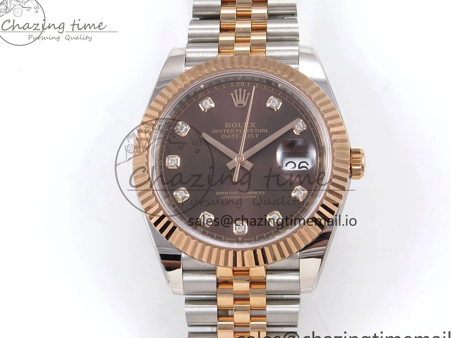 Good Copy Rolex Watches SH3235（Gain ARF Edition 126331 SS Brown DateJust Bracelet 1111 on RG Jubilee 1:1 41 Diamonds 904L Best Thermal Steel Weight） Dial 1230